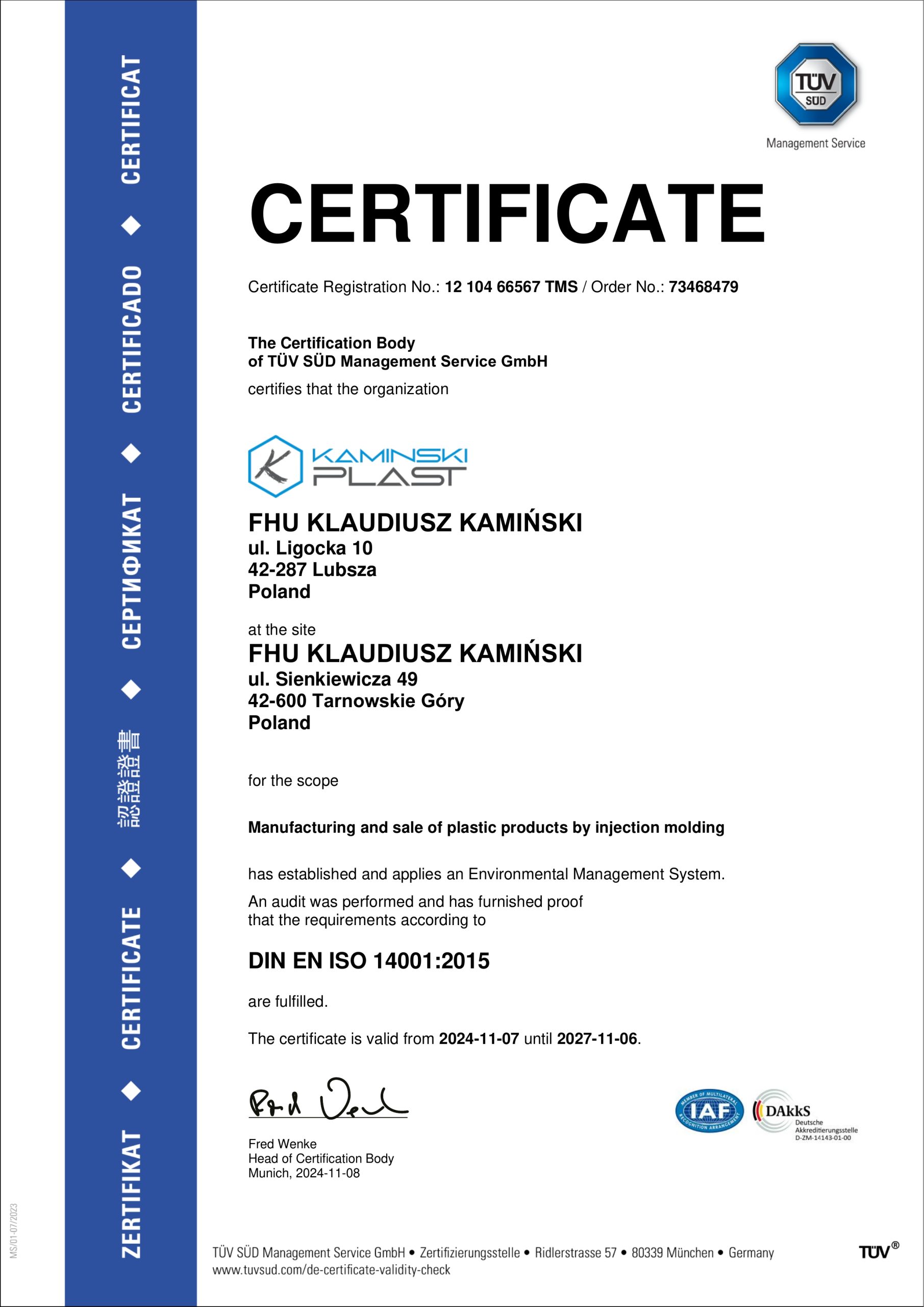 cert66567_2024en Certyfikat TUV english